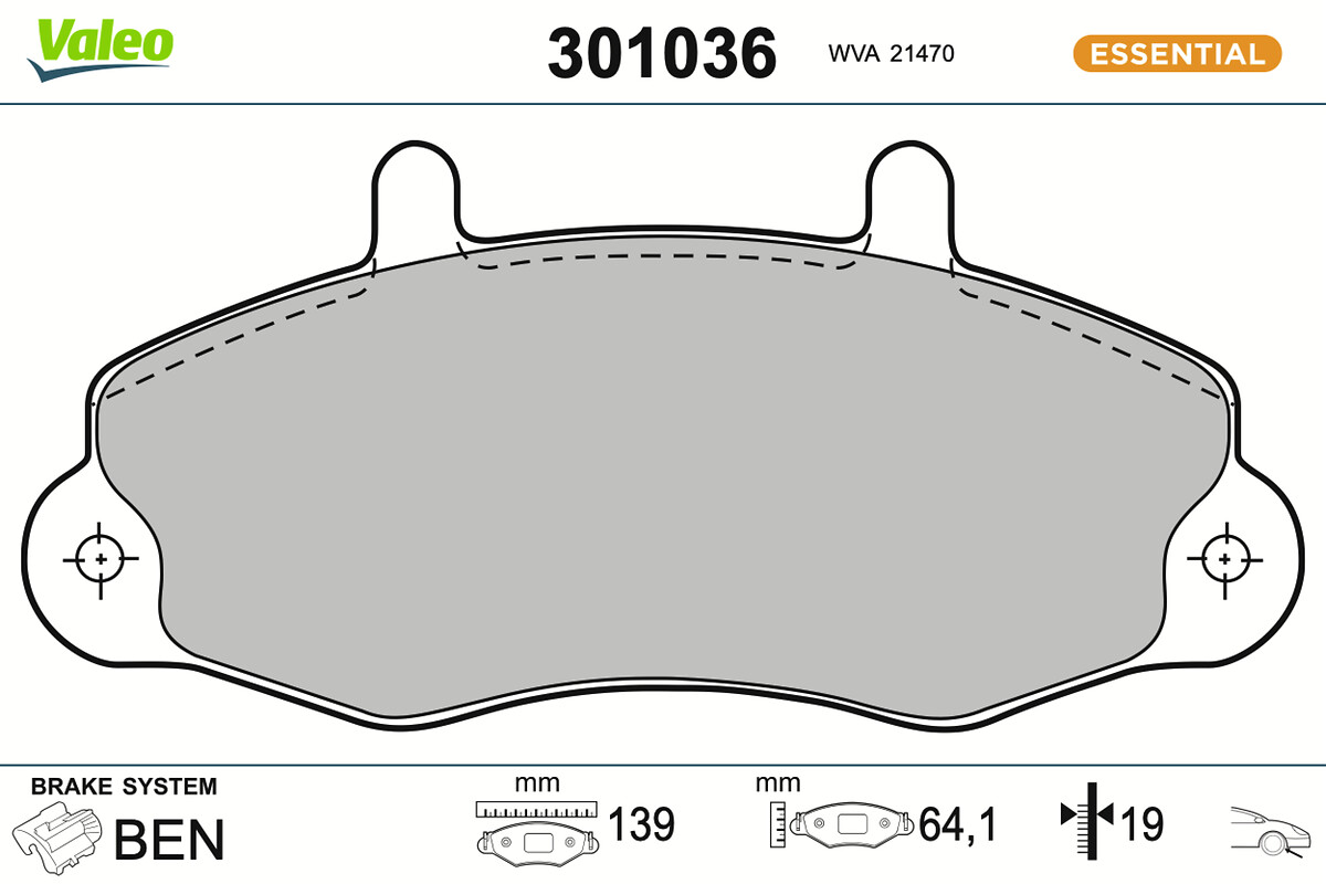 Jeu de 4 plaquettes de frein VALEO ref. 301036